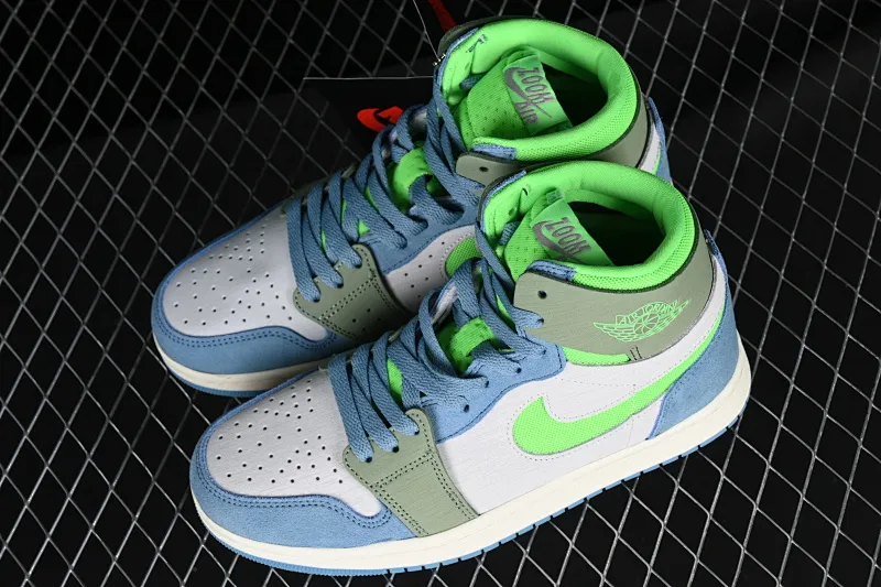 All categories Air Jordan Jordan series basketball shoes Air Jordan 1 High Air Jordan 1 Zoom CMFT AJ1 Joe 1 blue and green color matching DV1305-433